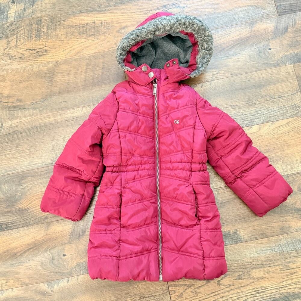 Calvin Klein Puffer Jacket hooded Pink Girls 4T